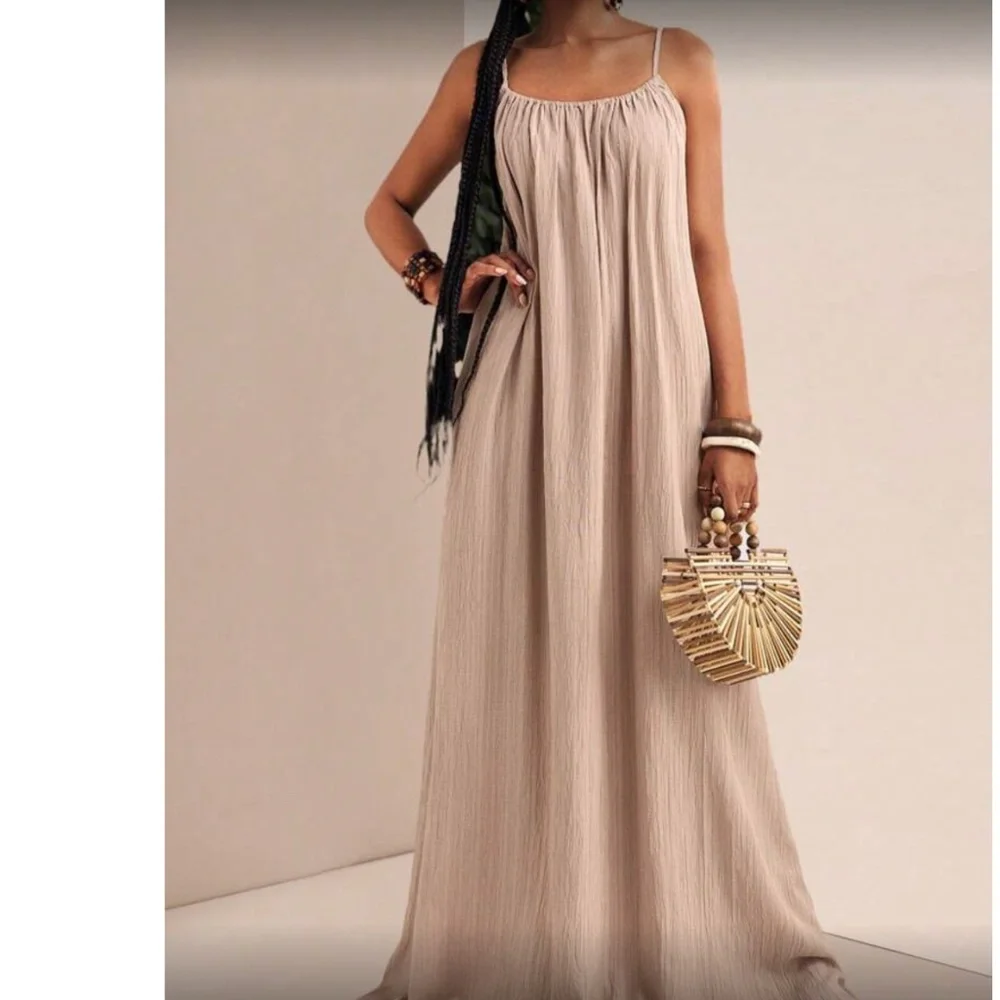 Comfy khaki cami maxi dress